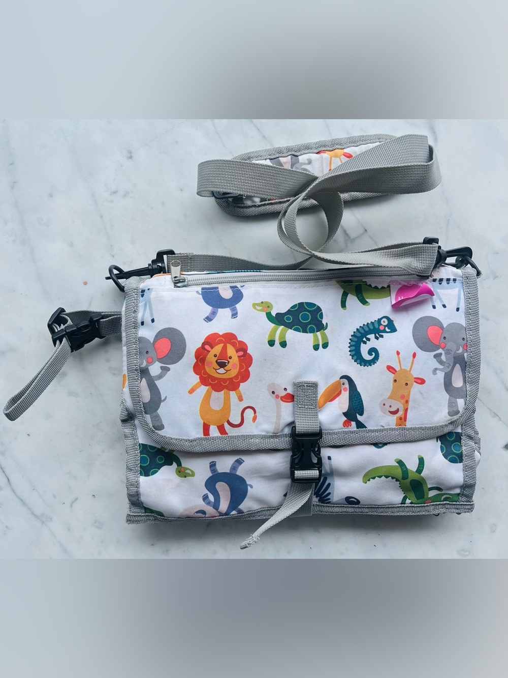 Happy Mom Portable Baby Diaper Changing Pad Mat Safari Animals